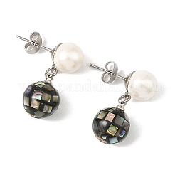Pendientes de botón de acero inoxidable 304&nbsp;EJEW-JE07438-02