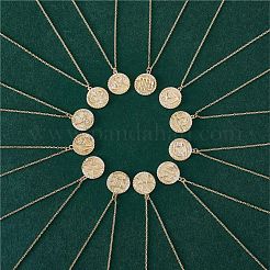 925 argent sterling 12 constellation collier or horoscope signe du zodiaque collier rond pendentif astrologie collier avec zircons bijoux d'anniversaire cadeau pour femmes hommes&nbsp;JN1089B