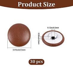 30 bouton en aluminium et cuir PU à 1 trous&nbsp;BUTT-GF0004-12C
