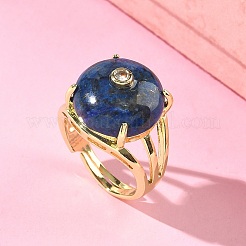 Bracciale aperto in ottone con micro pavé di zirconi cubici (colore casuale).&nbsp;RJEW-D347-02G-08