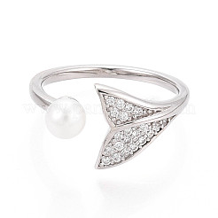 Verstellbarer Meerjungfrauen-Fischschwanzring aus Sterlingsilber mit Zirkonia&nbsp;STER-T008-89P