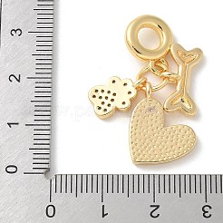 Messing Mikro Pflaster klar Zirkonia Pfotenabdruck Knochen Herz europäischen baumeln Charms&nbsp;KK-P292-10G