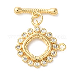 Messing Micro Pave klare Zirkonia Knebelverschlüsse&nbsp;KK-N254-68G