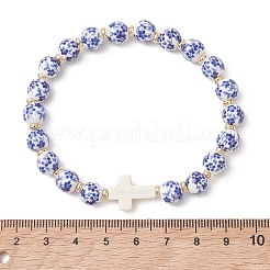 Pulseras de cuentas de porcelana y turquesa sintética hechas a mano&nbsp;BJEW-JB13571