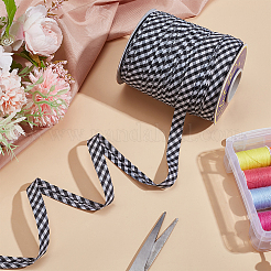 100 Yards Polyester-Schrägband mit Schottenkaro-Druck und doppelter Falte&nbsp;OCOR-WH0101-66