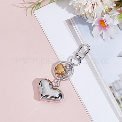 Portachiavi a forma di cuore in ottone e acciaio inossidabile 304&nbsp;KEYC-ME00017