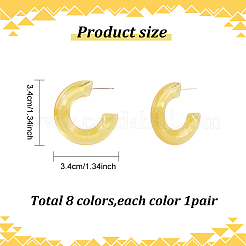 8 paio di orecchini ad arco in acrilico di 8 colori&nbsp;EJEW-AN0003-38
