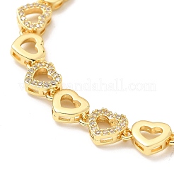 Bracciale a catena a maglie di cuore con zirconi cubici trasparenti&nbsp;BJEW-A132-11G