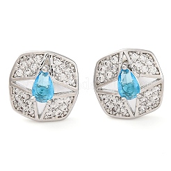 Quadratische Ohrstecker aus Messing mit Pavé-Zirkonia für Damen&nbsp;EJEW-I304-27P