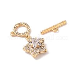 Goldene Messing-Mikropflaster-Knebelverschlüsse mit klarem Zirkonia&nbsp;KK-B100-040G