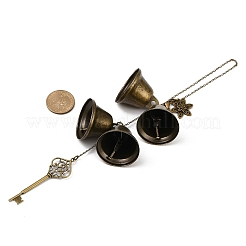 Ornements suspendus en forme de cloche en fer et de clé en alliage&nbsp;HJEW-JM03429-02