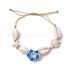Braccialetti di perline intrecciate con perline di conchiglie di ciprea miste naturali e perline di turchese sintetico&nbsp;BJEW-TA00641