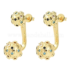 Pendientes de tuerca de circonio cúbico con micro pave de latón&nbsp;EJEW-D351-13G-01
