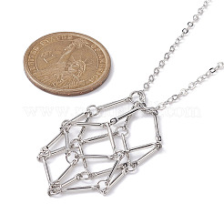 Pochette en macramé en laiton porte-pierre vide pour la fabrication de colliers pendentifs&nbsp;NJEW-JN04445-02