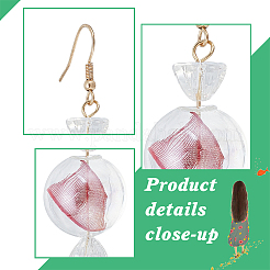 2 Paar 2 Farben Spitze innen Glas Candy Ball baumeln Ohrringe&nbsp;EJEW-FI0001-15