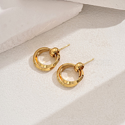 Boucles d'oreilles à tige géométriques élégantes à deux couches en acier inoxydable 201&nbsp;RQ1925-2