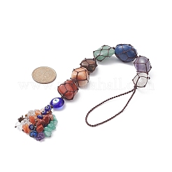 7 pépites de chakra décorations de pendentif de poche en pierres précieuses naturelles&nbsp;HJEW-JM01049-03