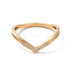 Bague vague en zircone cubique transparente&nbsp;RJEW-D120-19G