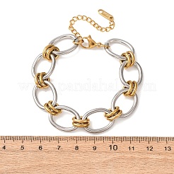 Bracelets à maillons bicolores en acier inoxydable 304 pour femmes&nbsp;SA-CBA7B26-05GP-02