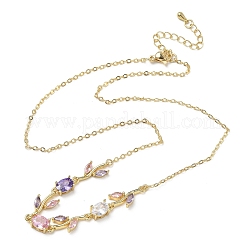Colliers à maillons en laiton pavé de zirconiums cubiques en forme de rose pour femmes&nbsp;NJEW-C121-05B-06G