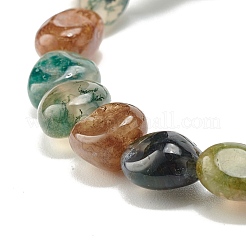 Natürliches Moosachat-Nuggets-Perlen-Stretch-Armband&nbsp;BJEW-JB07144-02