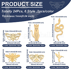 24 pz 6 stile placcatura ionica (ip) 201 pendenti in acciaio inossidabile&nbsp;STAS-FW0001-23