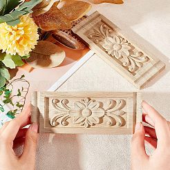 Artisanat d'applique onlay sculpté en bois massif naturel&nbsp;WOOD-FH0001-11