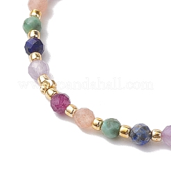 Pulseras de cuentas trenzadas de amatista natural facetada redonda de 3 mm&nbsp;BJEW-JB10596