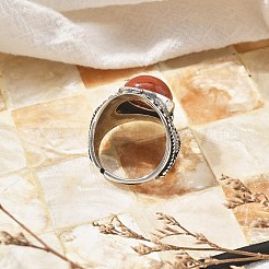 Verstellbare Ringe aus natürlichem rotem Jaspis&nbsp;RJEW-I108-03AS-06