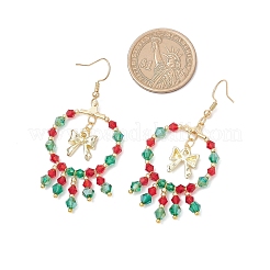 Boucles d'oreilles pendantes en perles de verre faites à la main sur le thème de Noël&nbsp;EJEW-MZ00488-02