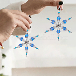 Décoration pendentif en verre flocon de neige de noël&nbsp;HJEW-GO00059