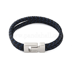 Braccialetti in cordino di pelle microfibra intrecciata per donna uomo&nbsp;BJEW-D304-17P-01