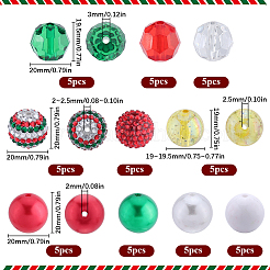 Kit de fabricación de joyas DIY con cuentas redondas de plástico y acrílico con temática navideña de 50 estilos&nbsp;SACR-SC0001-37