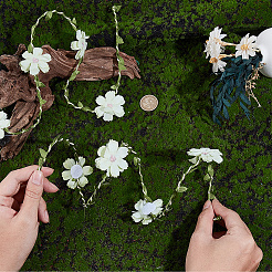 Bracelets manchettes en polyester fleuri avec fil de fer pour femmes&nbsp;AJEW-GF0014-08B