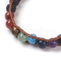 Braccialetti con perline in corda di roccia lavica naturale&nbsp;BJEW-E351-02I