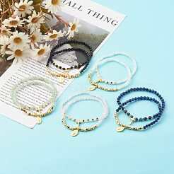 Natürliche gemischte Edelstein-Stretch-Charm-Armbänder-Sets&nbsp;BJEW-JB06252