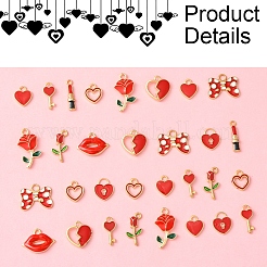 40 pièce 10 styles en alliage de Saint-Valentin avec pendentifs en émail&nbsp;ENAM-FS0002-39