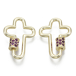 Charms in ottone con micro pavé di zirconi e moschettone a vite&nbsp;LS-KK-R136-070D-NF