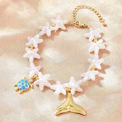 Pulseras con dijes de latón esmaltado con motivos marinos para mujer&nbsp;KK-CBA68DA-15A-G