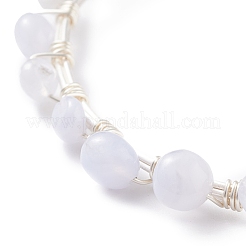 Braccialetto di perline intrecciato in agata blu naturale&nbsp;BJEW-JB07998-08
