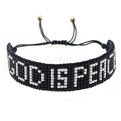 Wort gott ist frieden webstuhl muster miyuki saatperlen armbänder für frauen&nbsp;BJEW-C011-35
