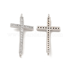 Verbindungsanhänger mit Mikropavé aus Messing mit durchsichtigen Zirkonia-Steinen&nbsp;KK-E068-VB331