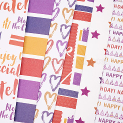 Ensembles de papier d'emballage cadeau modèle joyeux anniversaire mot&nbsp;DIY-TAC0020-49