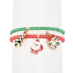 3 stücke 3 stil glas samen stretch armbänder set&nbsp;BJEW-JB08200