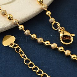 Pulseras de cuentas redondas de latón chapado en rack para mujer&nbsp;BJEW-G735-01G