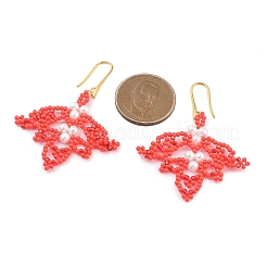 Orecchini pendenti con perle di vetro&nbsp;EJEW-MZ00285-01