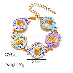 Boho-Armbänder aus 304 Edelstahl mit Emaille-Motiv und bösem Blick für Damen&nbsp;WG04763-01