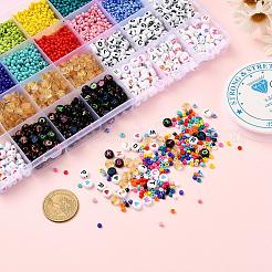 5 Farben flache runde Acrylbuchstabenperlen&nbsp;DIY-YW0002-54
