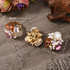 Elegante Vintage-Sets mit Ohrsteckern und Ringen aus Emaille mit Blumenmuster&nbsp;XH9844