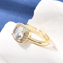 Messing Micro Pave klare Zirkonia Manschette offene Ringe&nbsp;CU-CBA5C10-12G